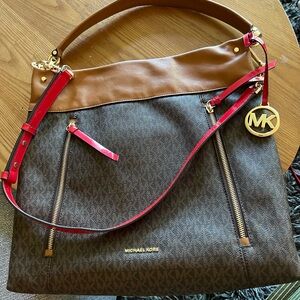 Michael Kors red trimmed crossbody